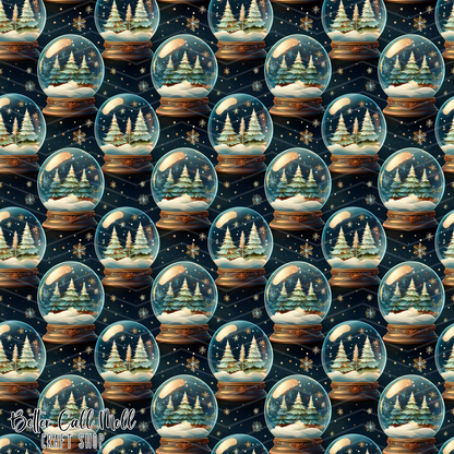 Winter Snow Globes Digital Seamless Pattern