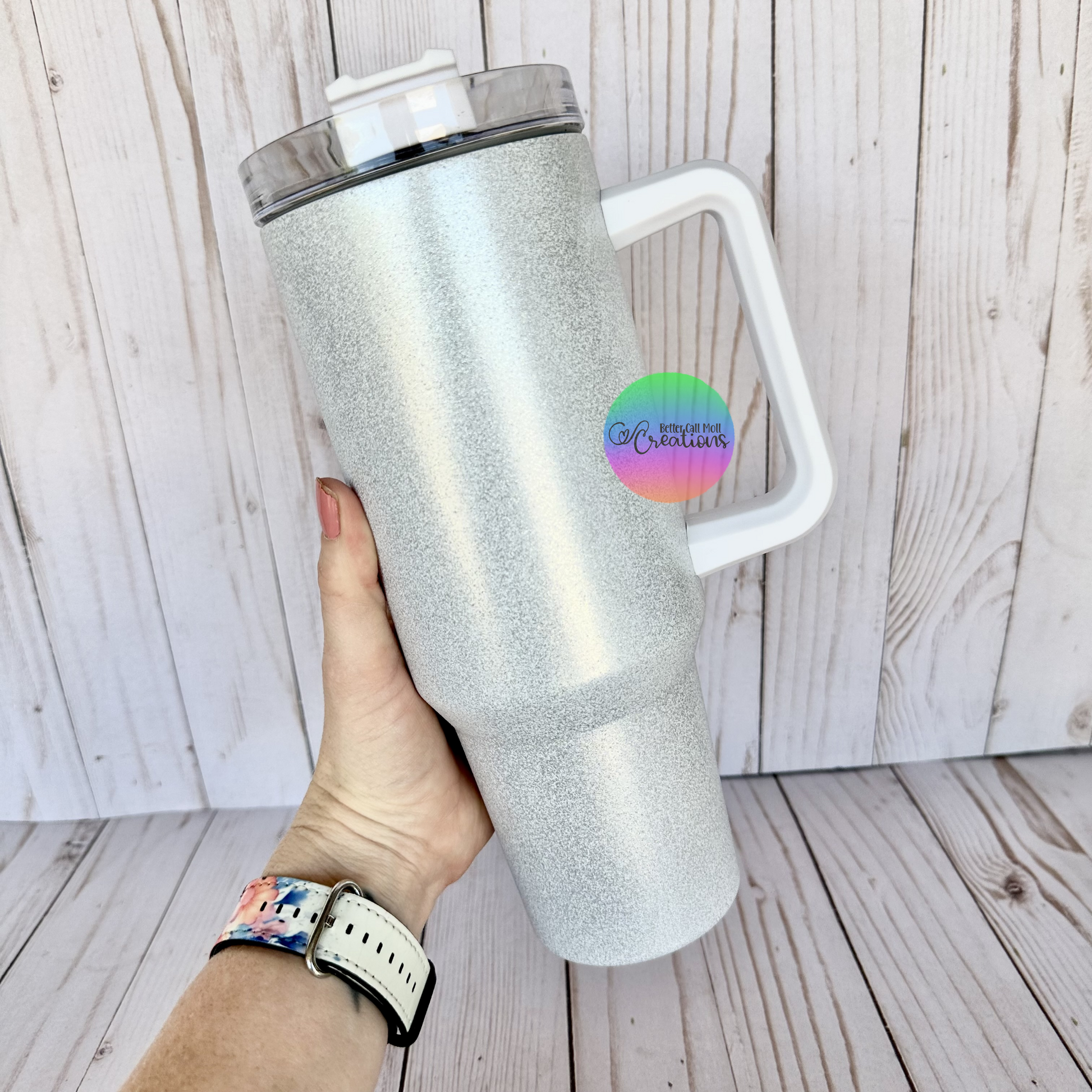 40oz Glitter Sublimation Travel Mugs with Handle