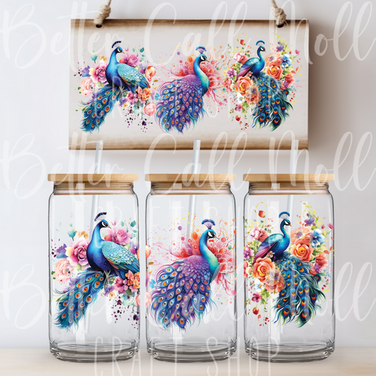 W138 - Peacocks UV DTF 16oz Tumbler Wrap