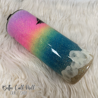30oz Beach Glitter Insulated Stainless Steel Coated Tumbler
