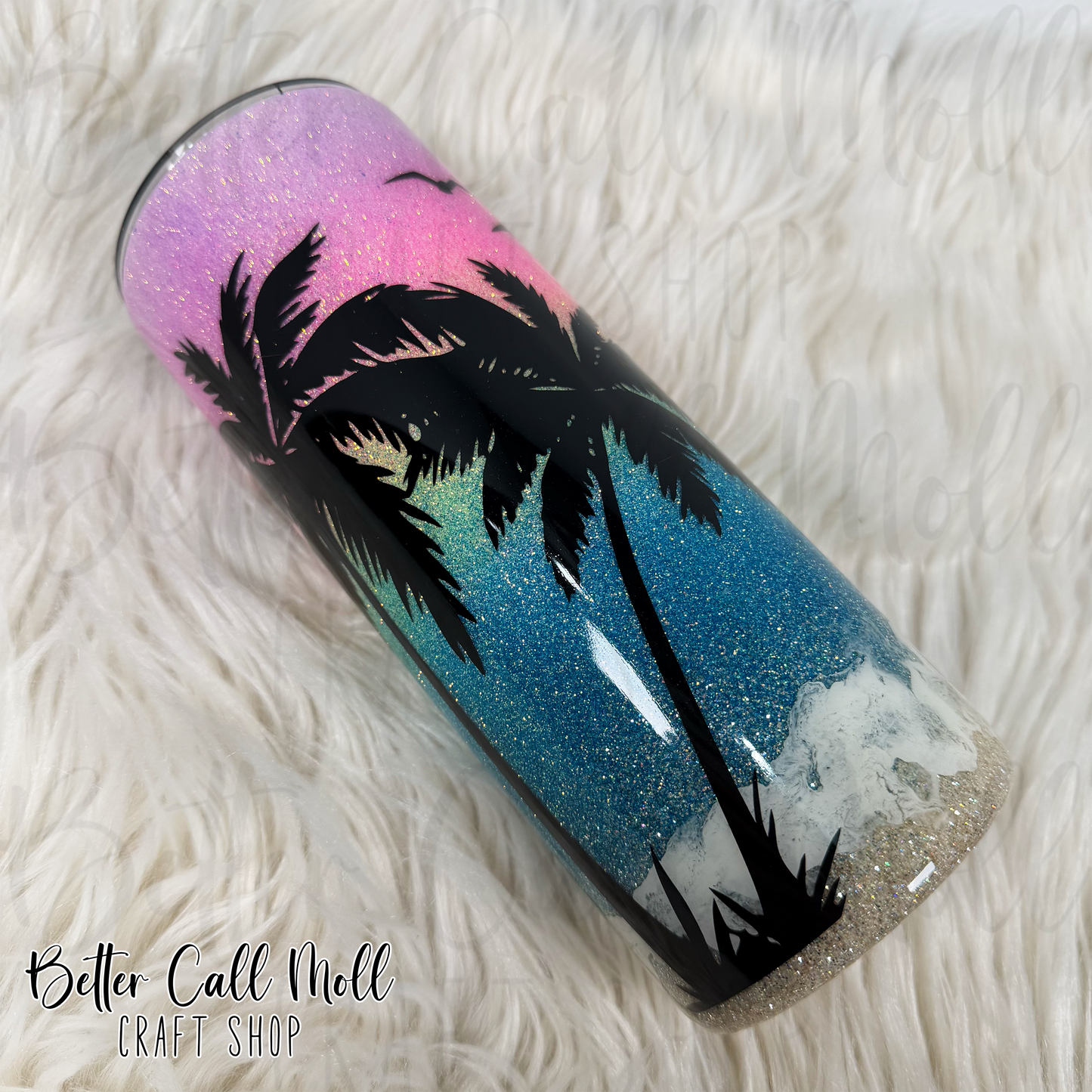 30oz Beach Glitter Insulated Stainless Steel Coated Tumbler