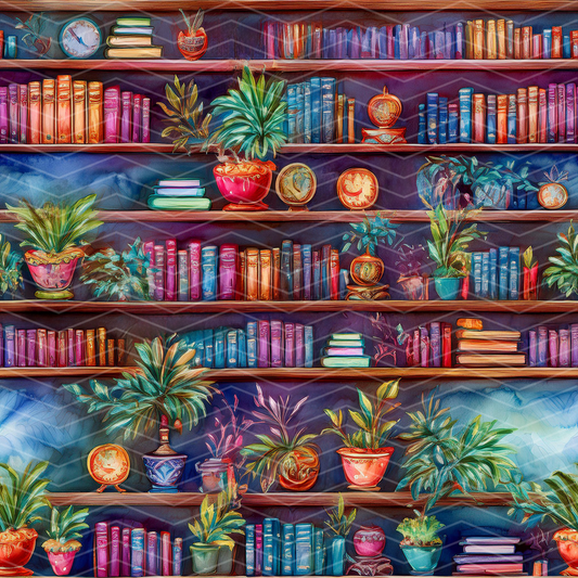 Bookshelf 2 Digital Seamless Pattern