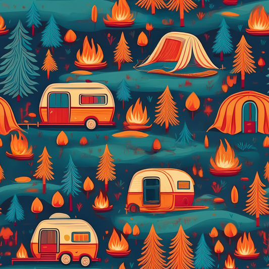 Camping Digital Seamless Pattern