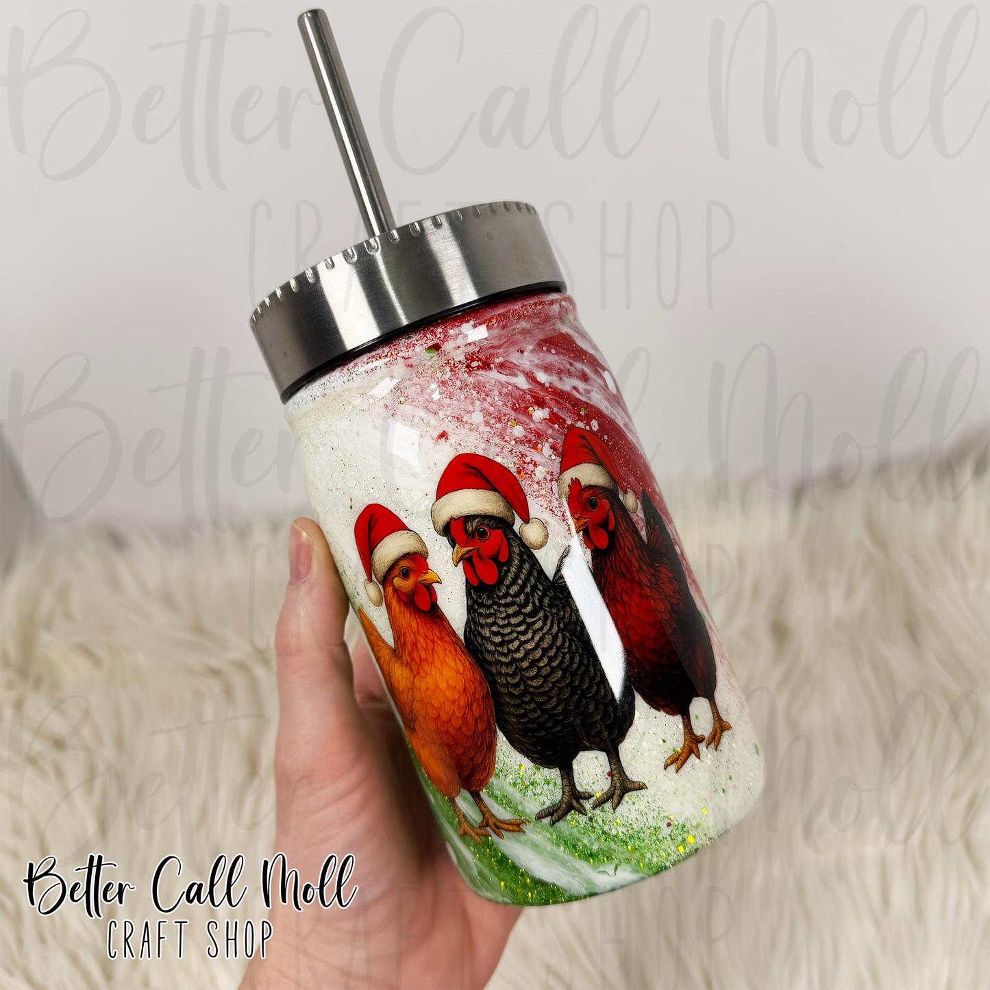 17oz Christmas Chickens Insulated Stainless Steel Coated Tumbler