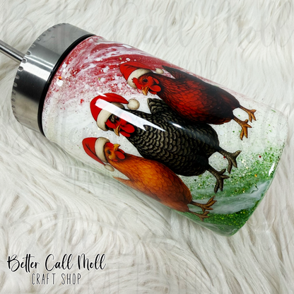 17oz Christmas Chickens Insulated Stainless Steel Coated Tumbler