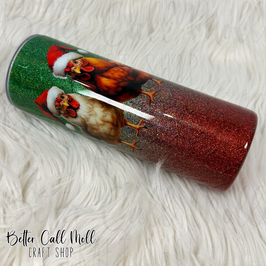 20oz Christmas Chickens Insulated Stainless Steel Coated Tumbler