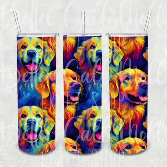 20oz Colorful Golden Retriever Digital Tumbler Wrap