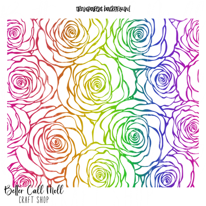 Rainbow Rose Outlines UV DTF 20oz Skinny Tumbler Wrap