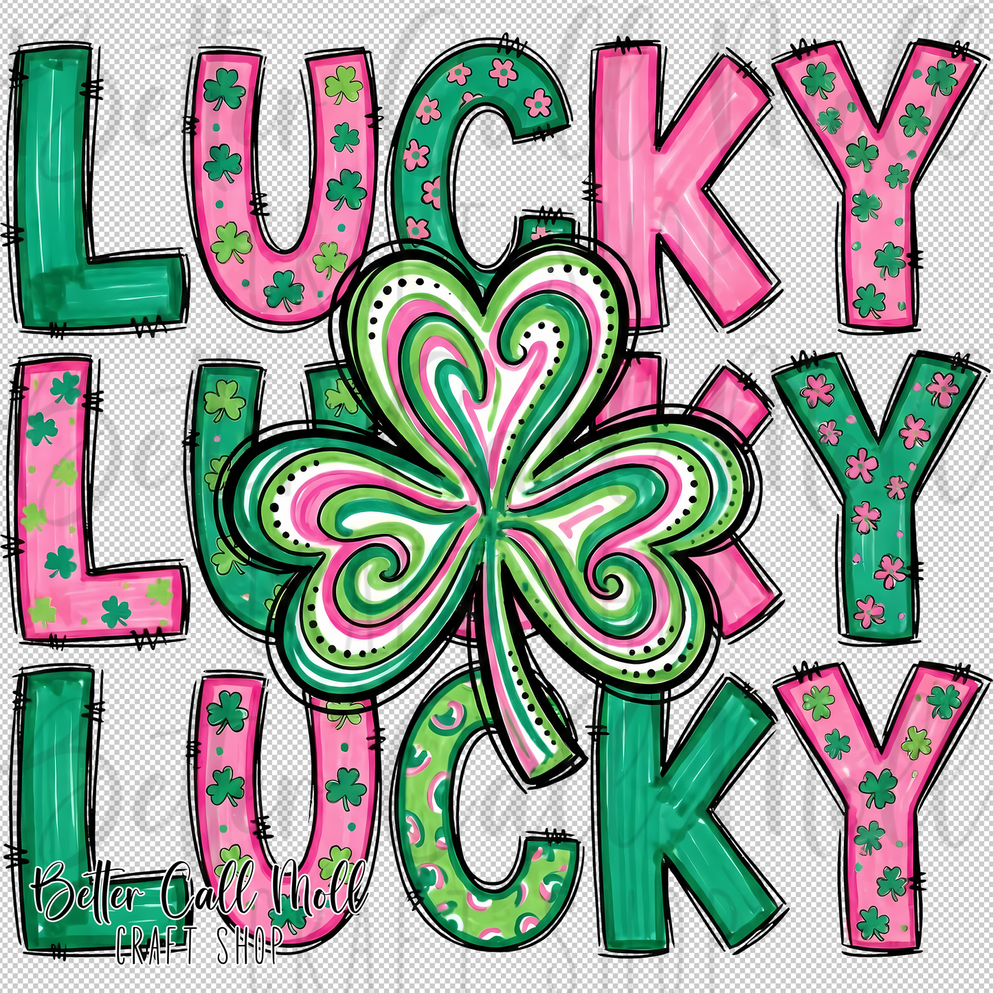 Lucky Pink and Green UV DTF Decal