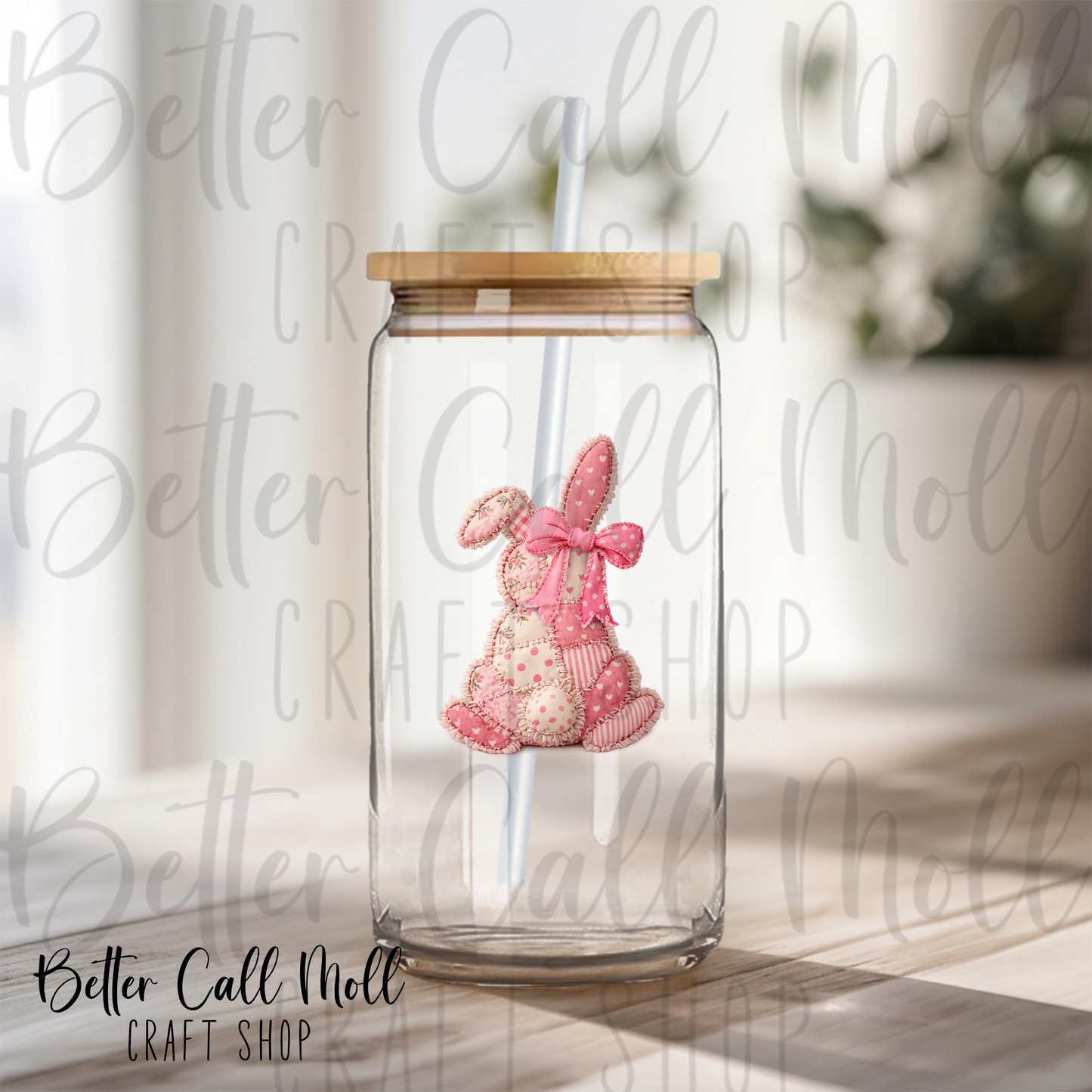Patchwork Bunny UV DTF Decal