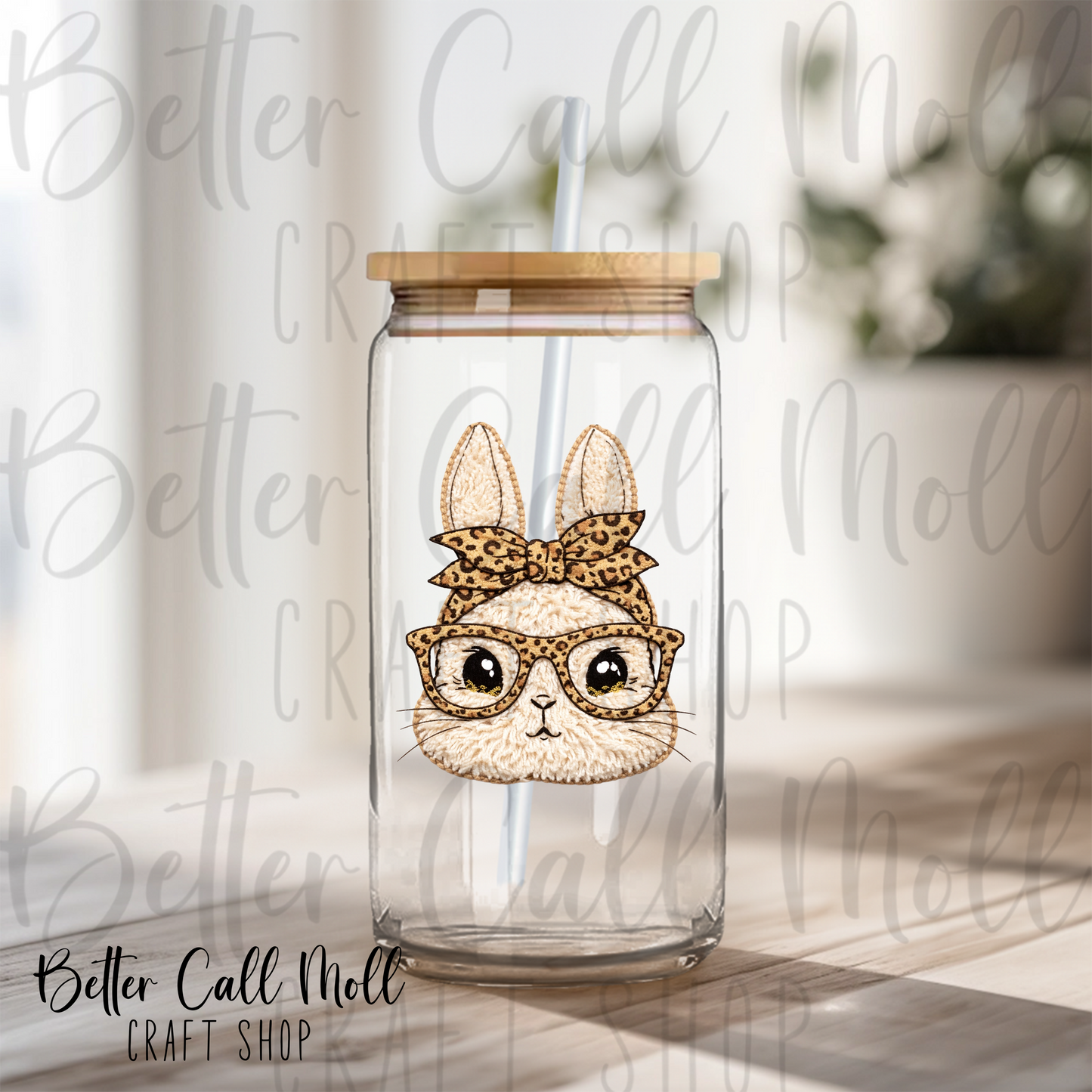 Cute Bunny with Bow UV DTF Decal