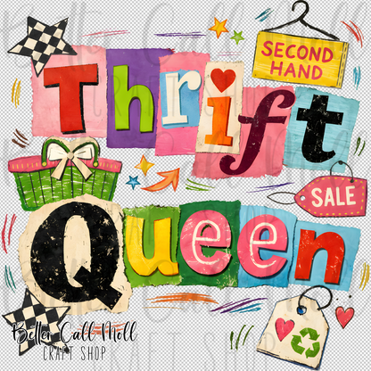 Thrift Queen UV DTF Decal