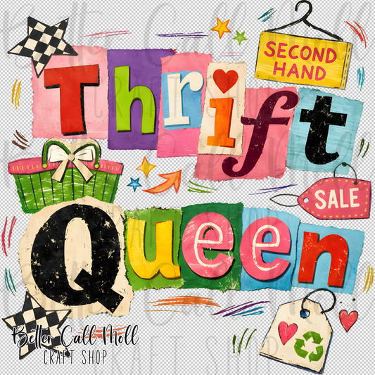 Thrift Queen UV DTF Decal