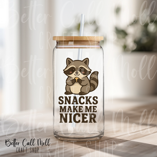 D109 - Snacks Make Me Nicer UV DTF Decal