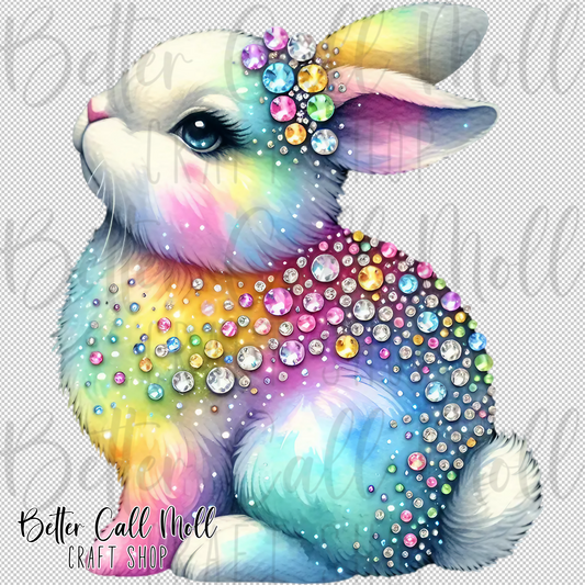 Rhinestone Bunny UV DTF Decal