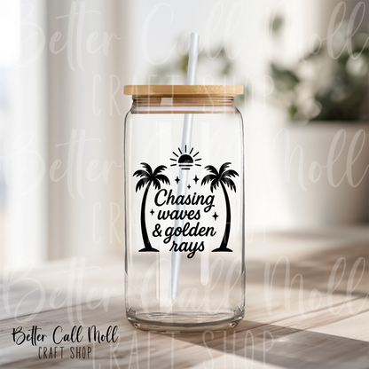 D082 - Chasing Waves & Golden Rays UV DTF Decal
