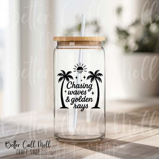 D082 - Chasing Waves & Golden Rays UV DTF Decal