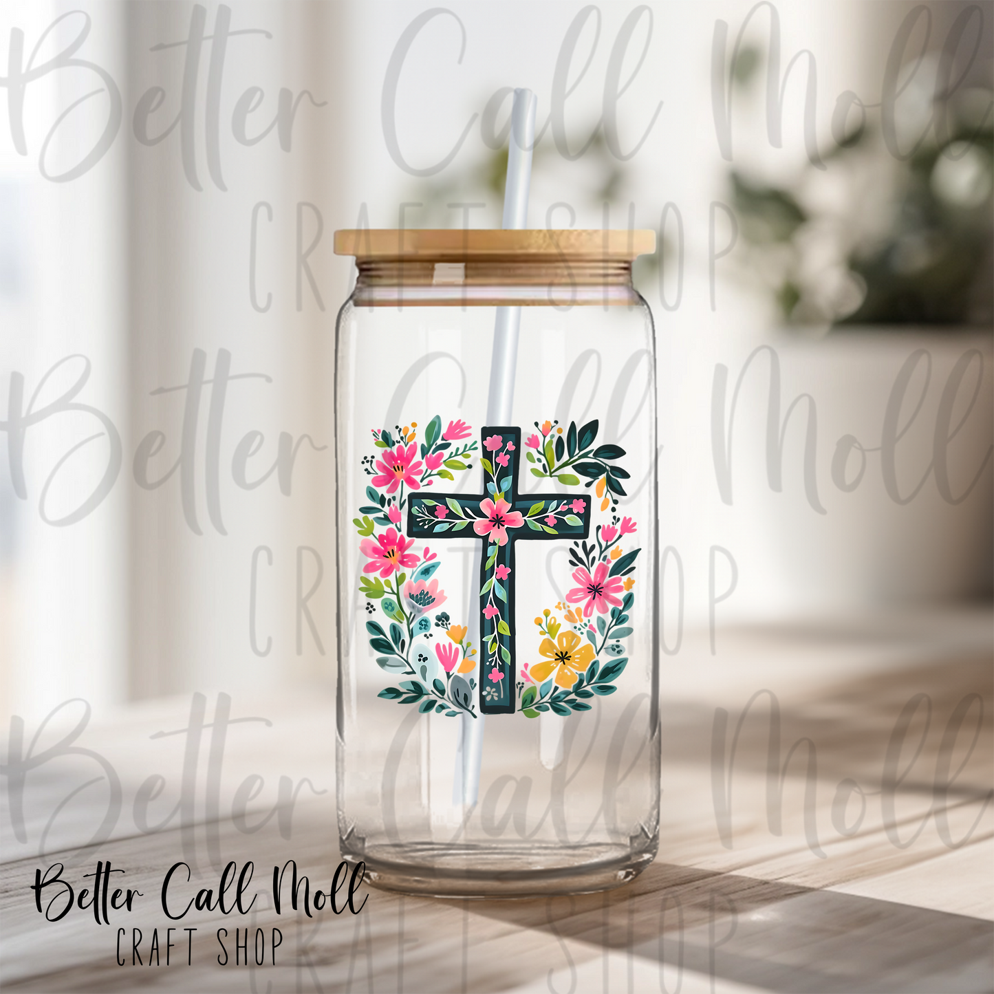 Floral Cross UV DTF Decal