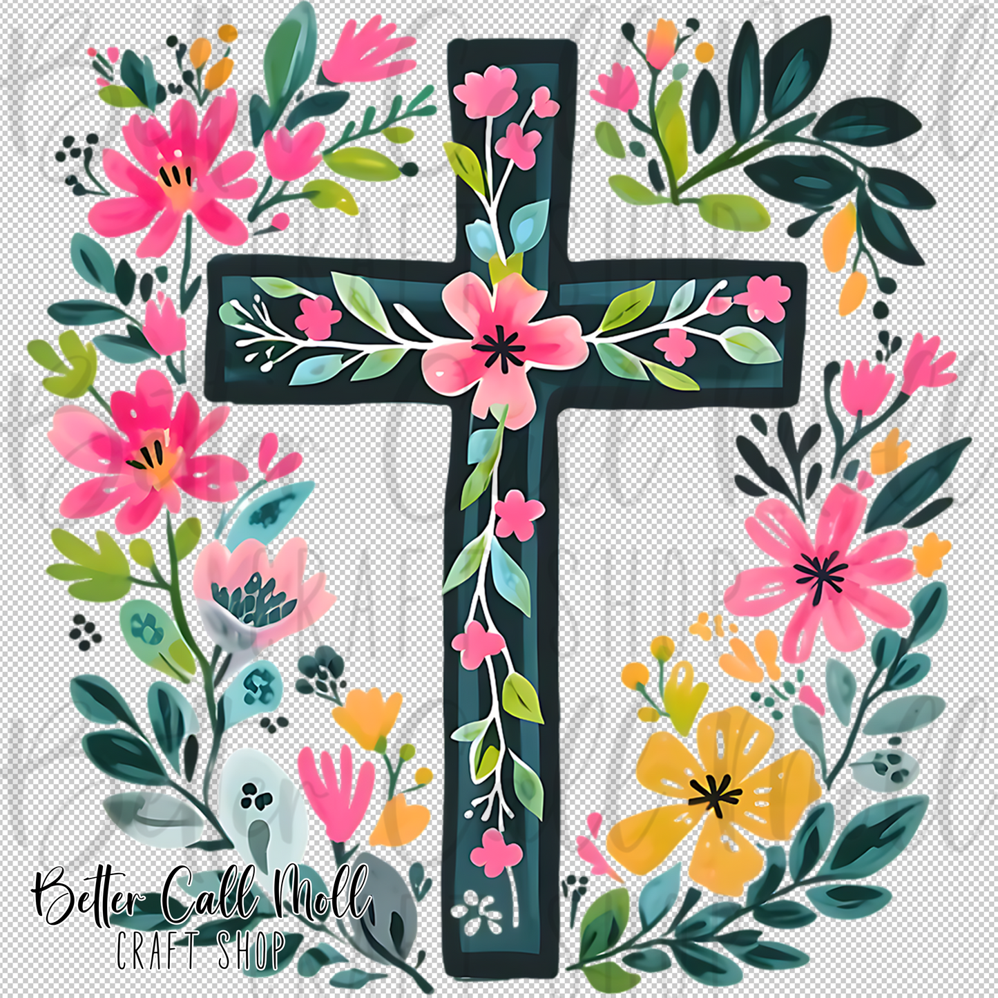 Floral Cross UV DTF Decal