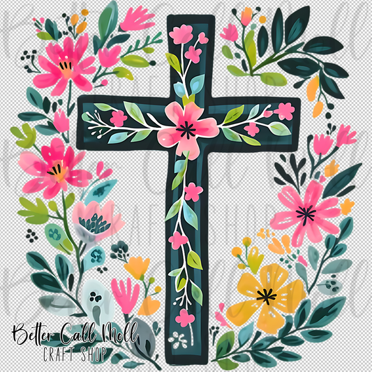 Floral Cross UV DTF Decal