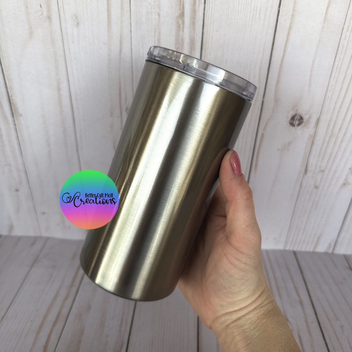 4-in-1 Metallic Silver Can Cooler Sublimation Tumbler
