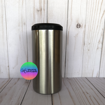 4-in-1 Metallic Silver Can Cooler Sublimation Tumbler