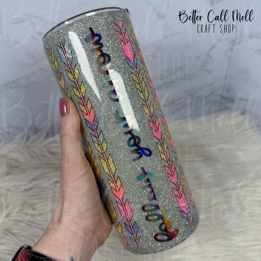 30oz "Follow Your Arrow" Glitter Thick Insulated Stainless Steel Coated Tumbler
