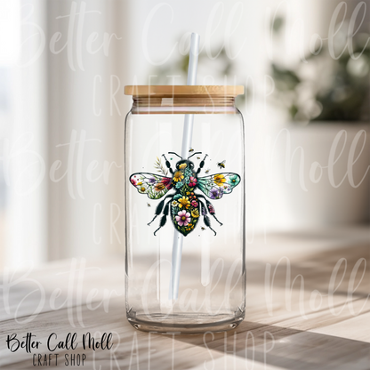 D110 - Floral Bee UV DTF Decal