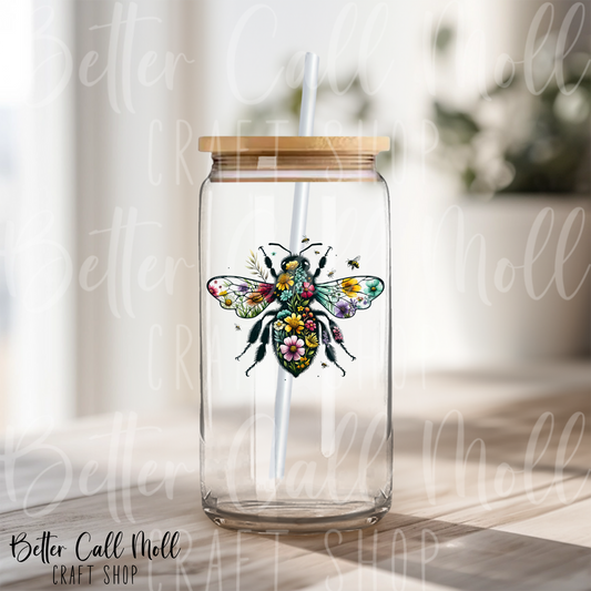 D110 - Floral Bee UV DTF Decal