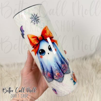 20oz Skinny Cute Ghost Insulated Stainless Steel Coated Tumbler