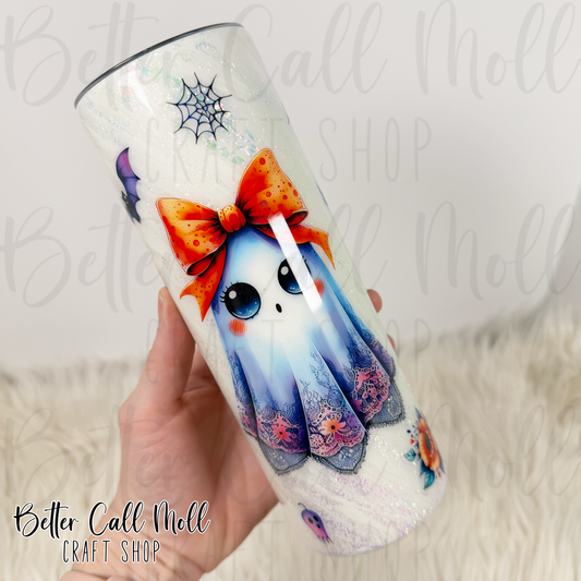 20oz Skinny Cute Ghost Insulated Stainless Steel Coated Tumbler