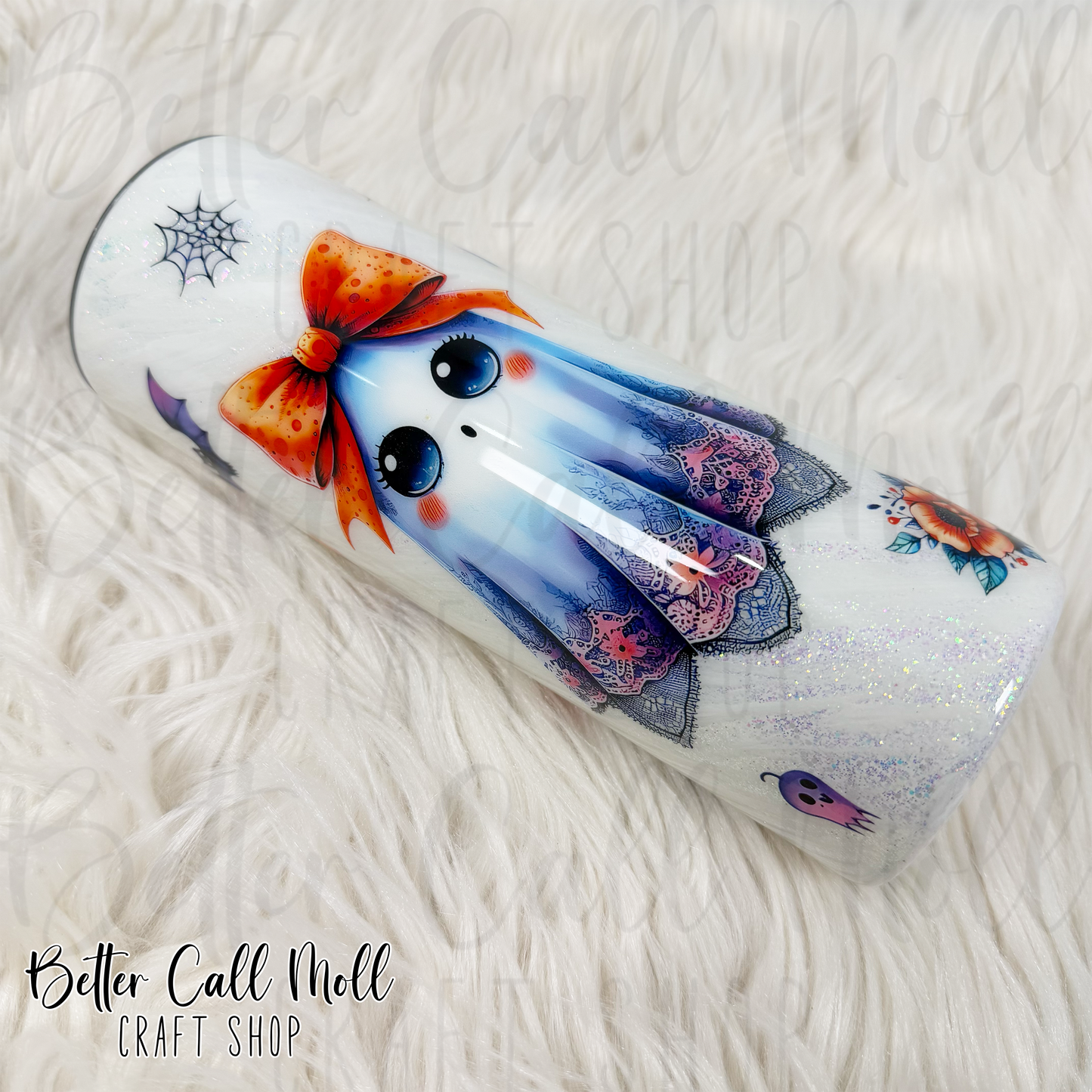 20oz Skinny Cute Ghost Insulated Stainless Steel Coated Tumbler