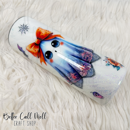 20oz Skinny Cute Ghost Insulated Stainless Steel Coated Tumbler