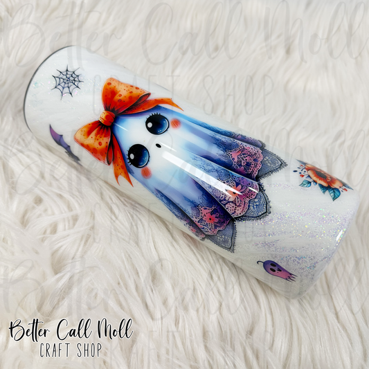 20oz Skinny Cute Ghost Insulated Stainless Steel Coated Tumbler
