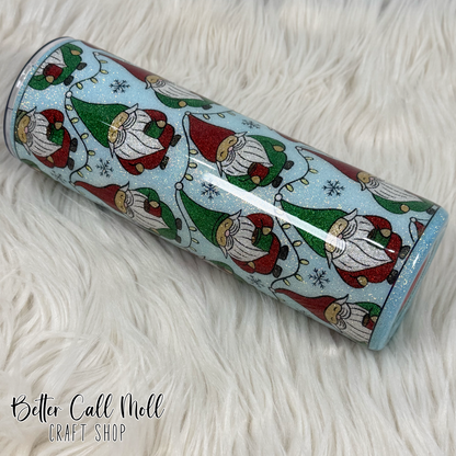30oz Festive Gnomes Glitter Insulated Stainless Steel Coated Tumbler