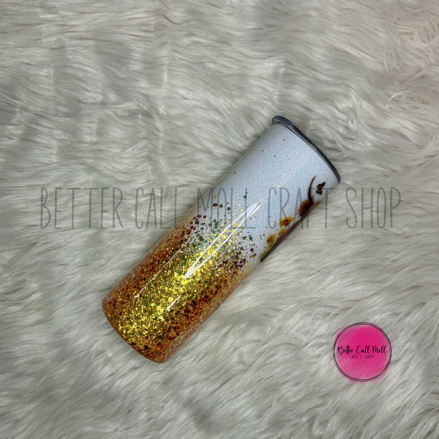 Highland Cow Glitter Insulated Stainless Steel Coated Tumbler