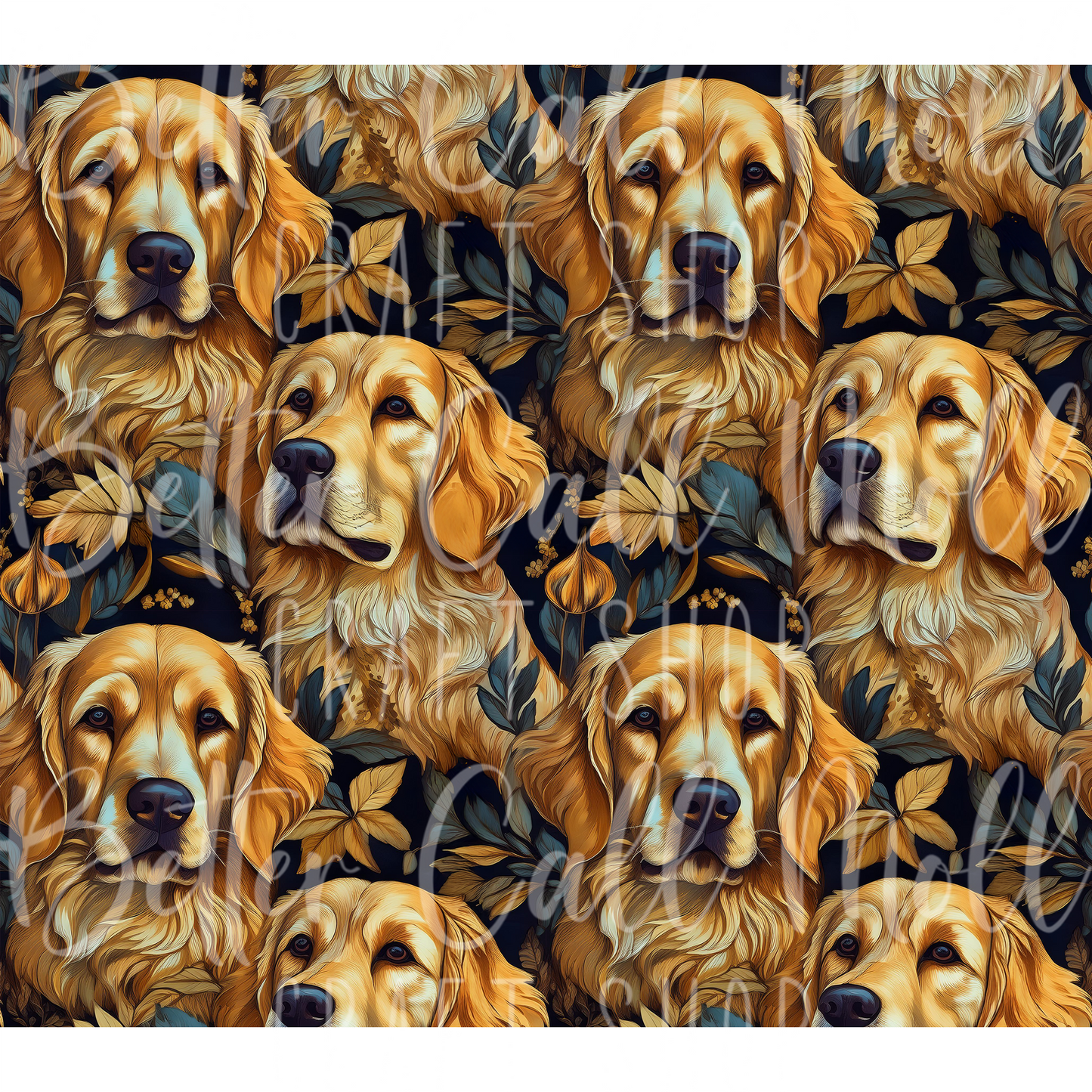 20oz Golden Retriever Seamless  Digital Tumbler Wrap