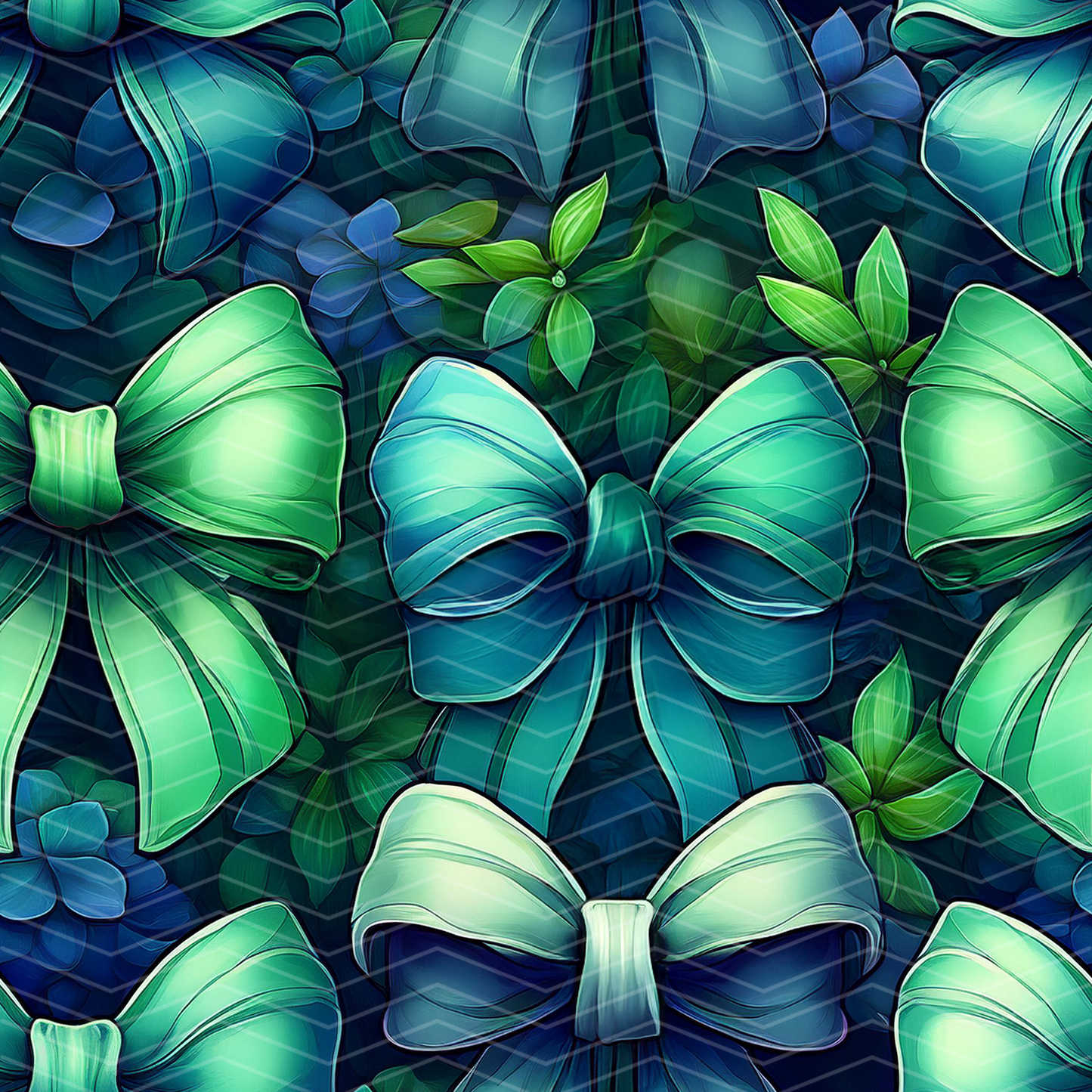 Green Bows 2 Digital Seamless Pattern