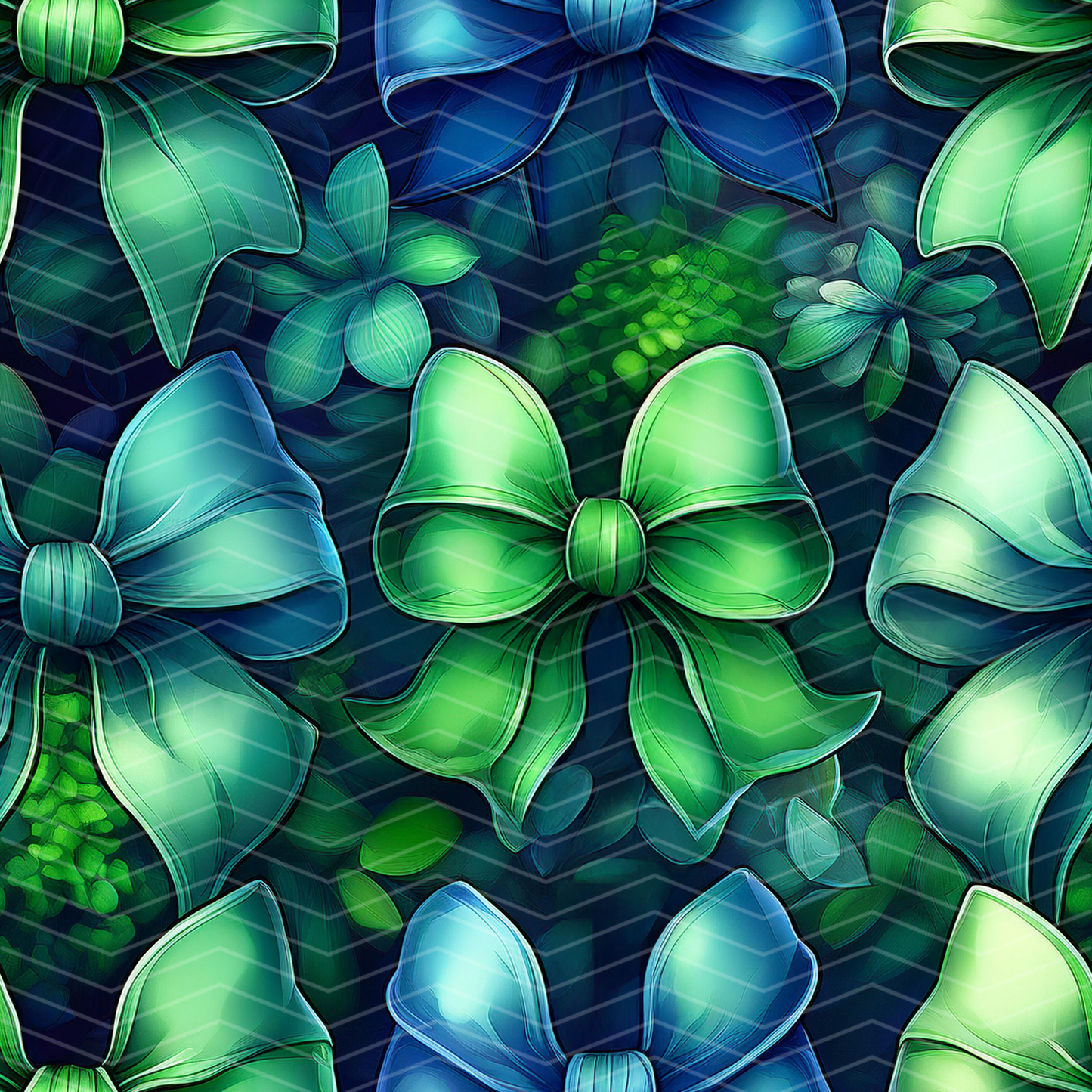 Green Bows 1 Digital Seamless Pattern