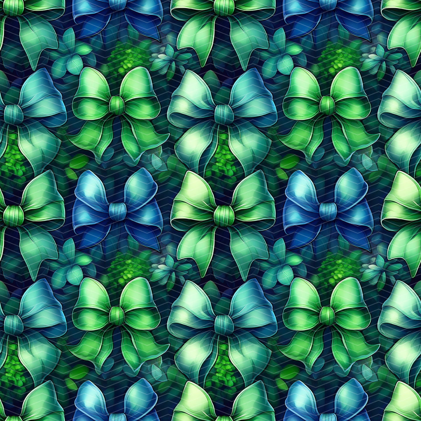 Green Bows 1 Digital Seamless Pattern