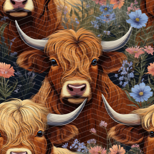 Highland Cow 1 Digital Seamless Pattern