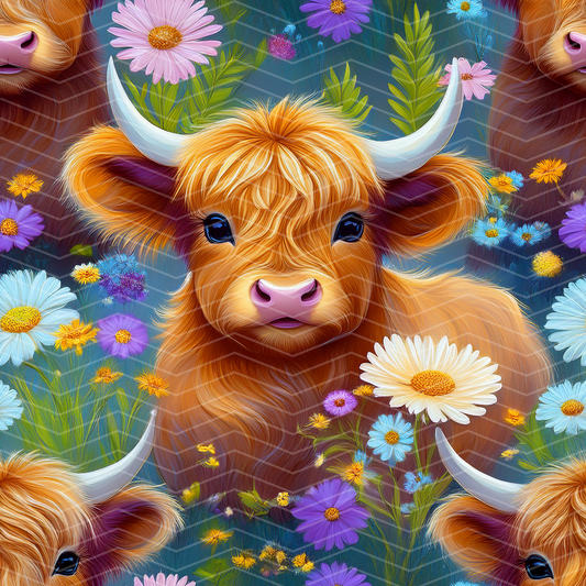 Highland Cow 2 Digital Seamless Pattern