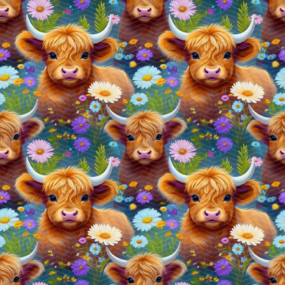 Highland Cow 2 Digital Seamless Pattern