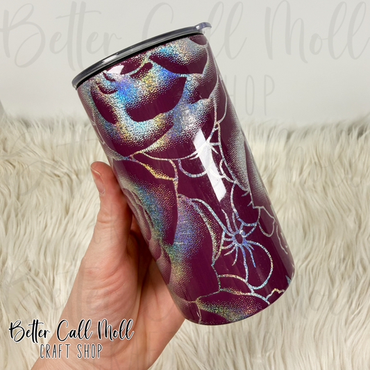 12oz Holographic Florals Insulated Stainless Steel Coated Tumbler