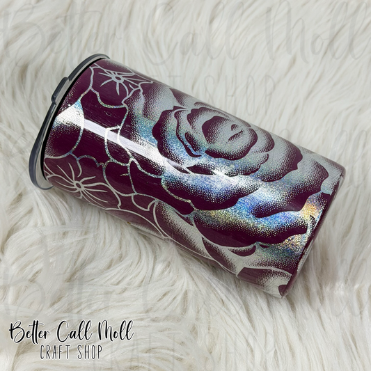 12oz Holographic Florals Insulated Stainless Steel Coated Tumbler