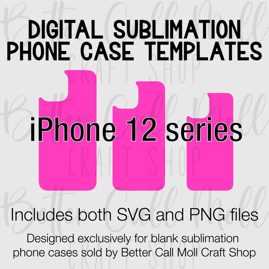 Templates for Sublimation Blank iPhone 12 Series Cases