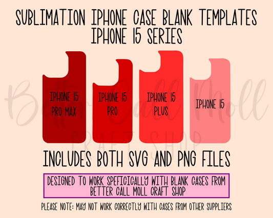 Templates for Sublimation Blank iPhone 15 Series Cases | Instant Digital Download