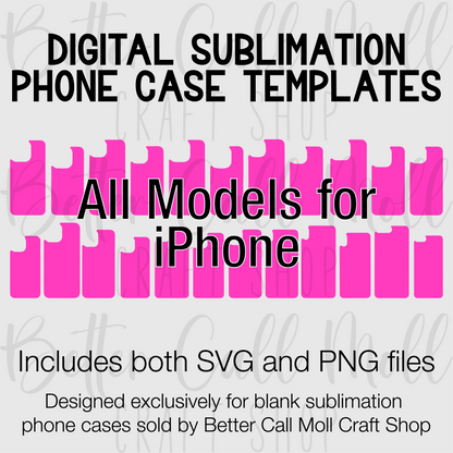 Templates For All Models Sublimation Blank iPhone Cases