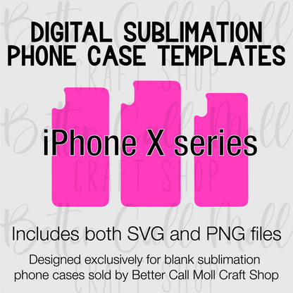 Templates for Sublimation Blank iPhone X/XS/XR Series Cases