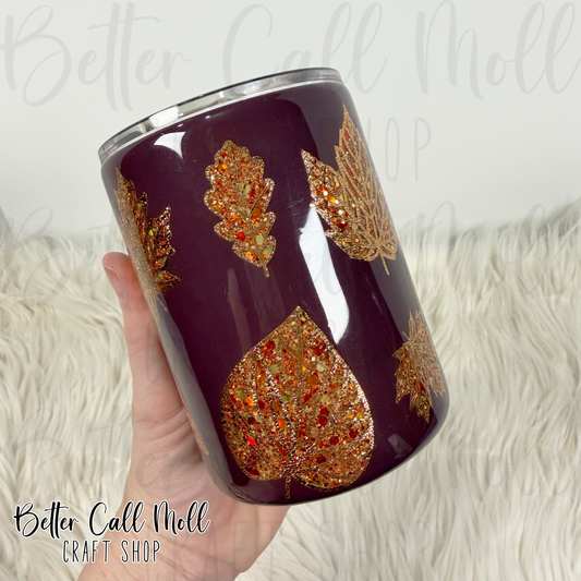 10oz Peekaboo Leaves Insulated Stainless Steel Coated Tumbler